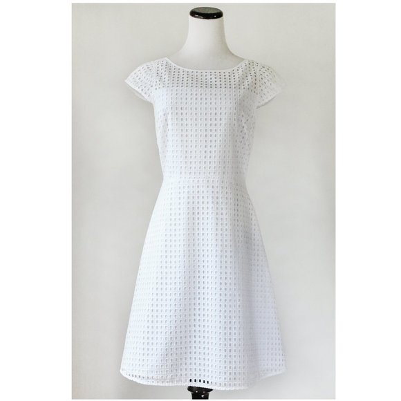 J CREW White Eyelet Lace Fit & Flare Dress 2 S - Picture 3 of 12